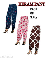 Women's printed heram pant set of 3 in maxi length, polycotton fabric - Indian summer fashion
